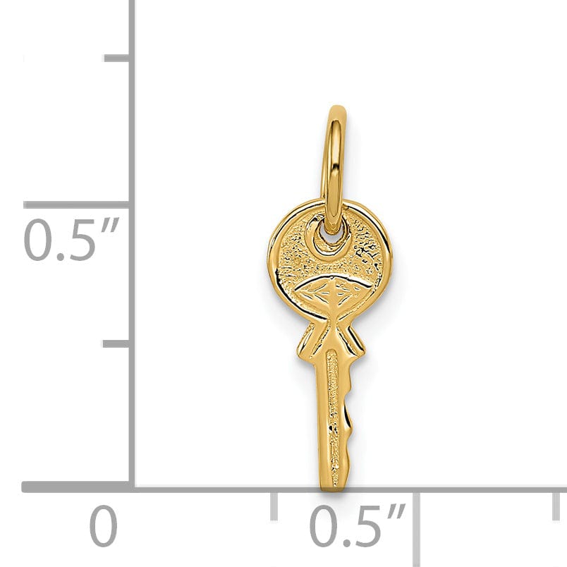 Lovely Rita's Pendants & Charms 14k Yellow Gold Polished 3-D Rounded Top Key Charm