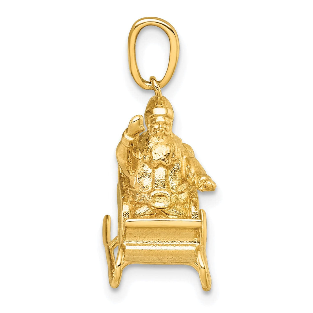 Lovely Rita's Pendants & Charms 14k Yellow Gold Polished 3-D Waving Santa In Sleigh Pendant