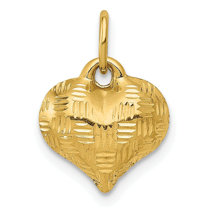 Lovely Rita's Pendants & Charms 14k Yellow Gold Polished Basket Weave Pattern 3-D Heart Pendant