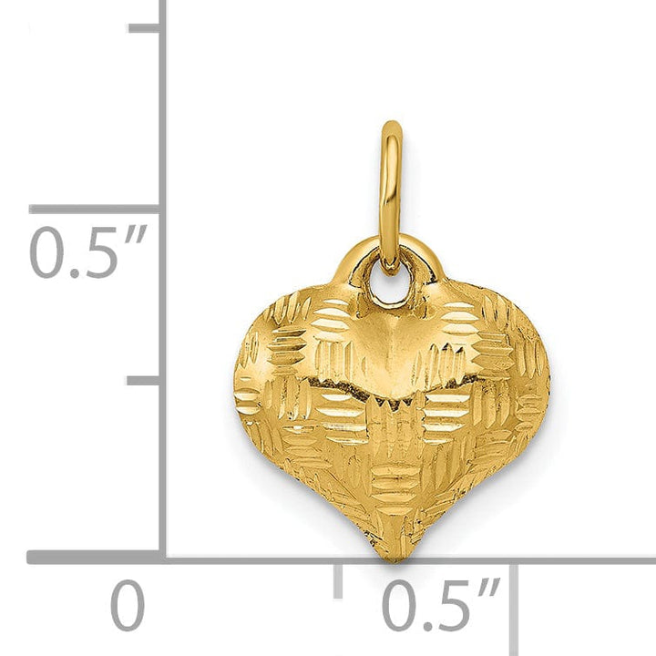 Lovely Rita's Pendants & Charms 14k Yellow Gold Polished Basket Weave Pattern 3-D Heart Pendant
