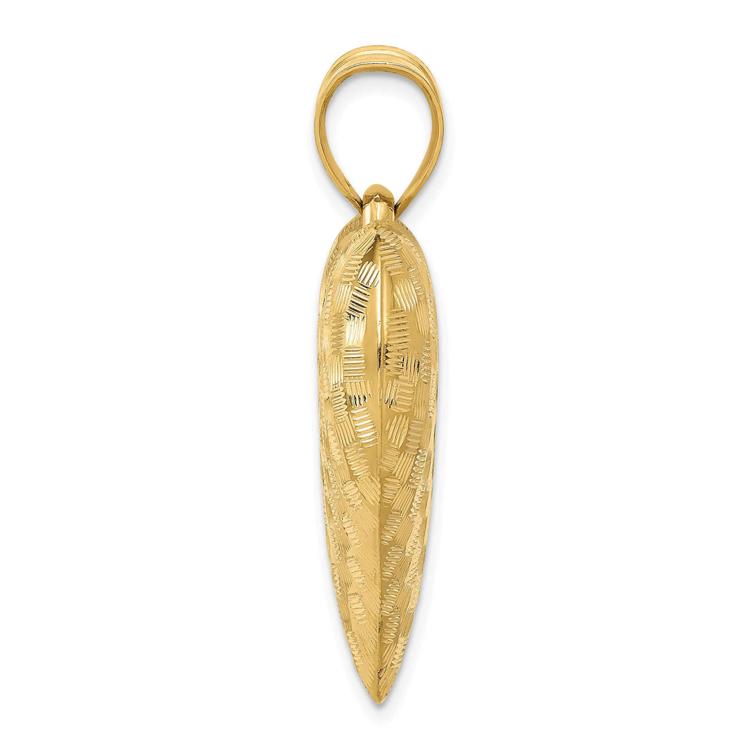 Lovely Rita's Pendants & Charms 14k Yellow Gold Polished Basket Weaved Pattern 3-D Pruffed Heart Pendant