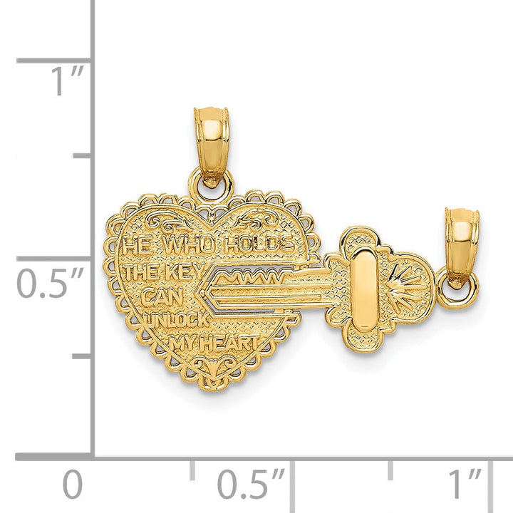 Lovely Rita's Pendants & Charms 14k Yellow Gold Polished Break-Apart Charm Pendant - 'He Who Holds the Key' 2-Piece Set