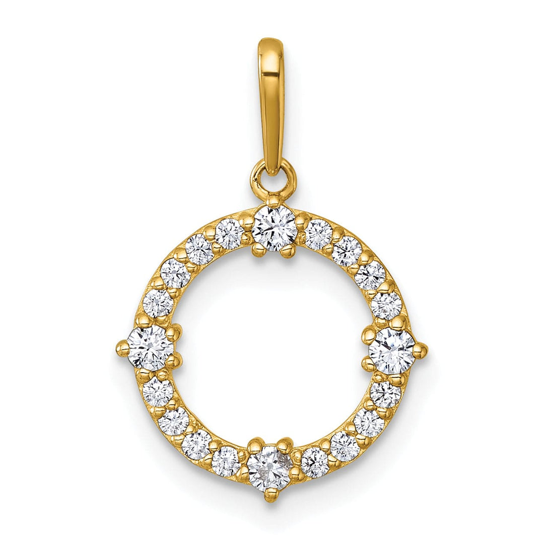 Lovely Rita's Pendants & Charms 14k Yellow Gold Polished C.Z Open Circle Design Pendant