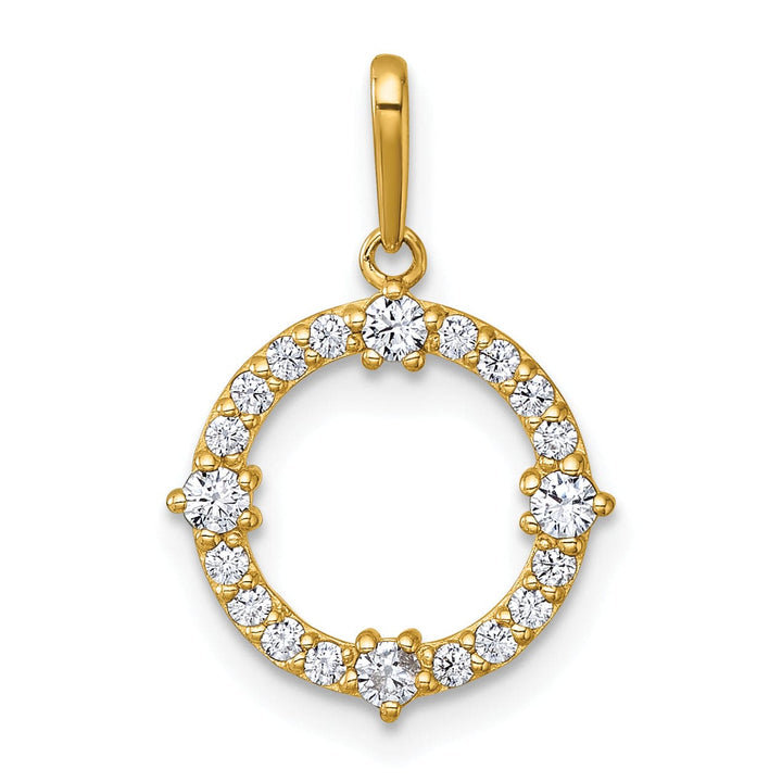 Lovely Rita's Pendants & Charms 14k Yellow Gold Polished C.Z Open Circle Design Pendant