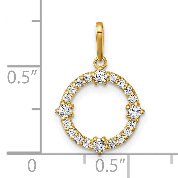 Lovely Rita's Pendants & Charms 14k Yellow Gold Polished C.Z Open Circle Design Pendant