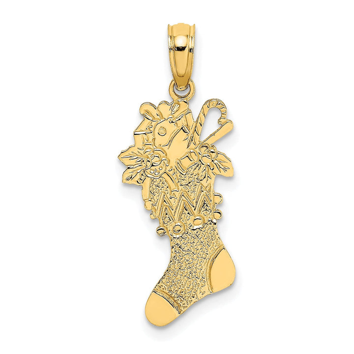 Lovely Rita's Pendants & Charms 14k Yellow Gold Polished Christmas Stocking Charm Pendant