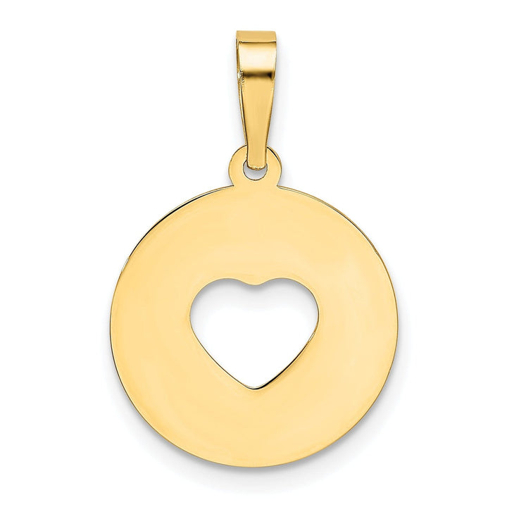 Lovely Rita's Pendants & Charms 14k Yellow Gold Polished Cut-out Heart Circle Disc Pendant