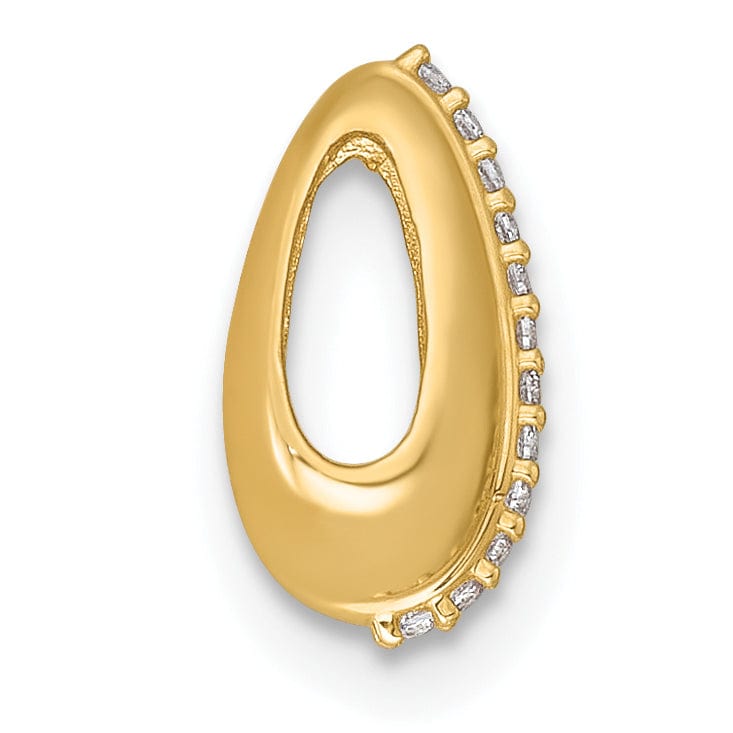 Lovely Rita's Pendants & Charms 14k Yellow Gold Polished CZ Domed Teardrop Chain Slide Pendant