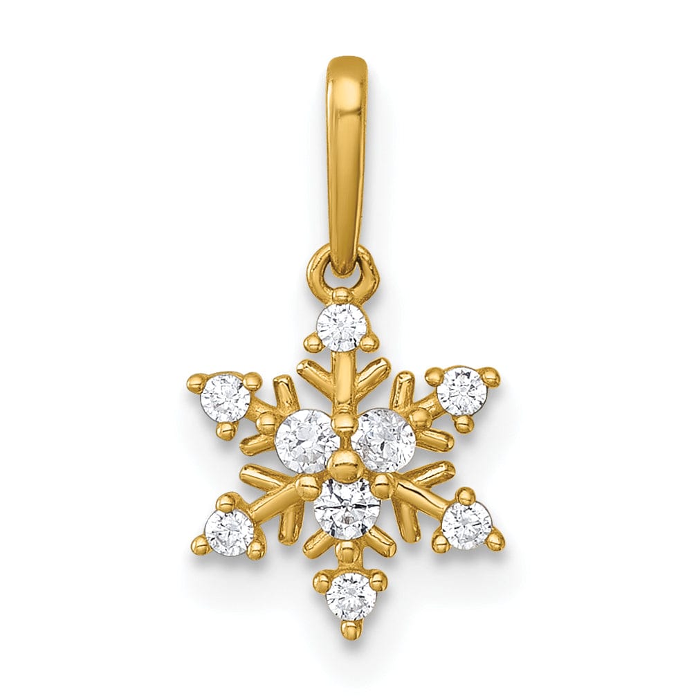 Lovely Rita's Pendants & Charms 14k Yellow Gold Polished CZ Snowflake Pendant
