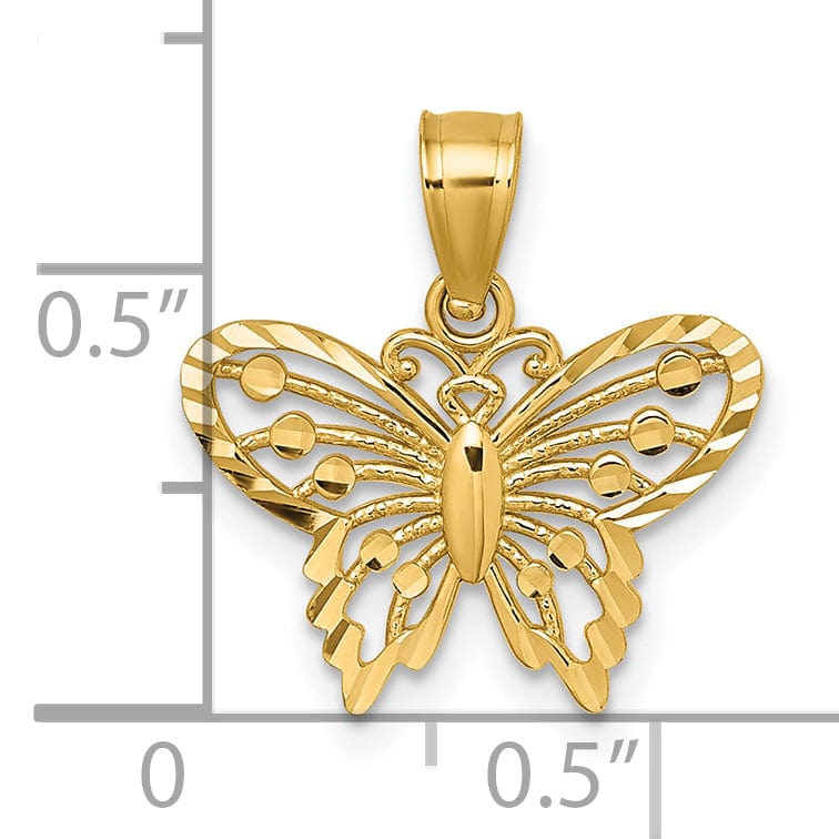 Lovely Rita's Pendants & Charms 14k Yellow Gold Polished D.C Cut Out Design Butterfly Pendant
