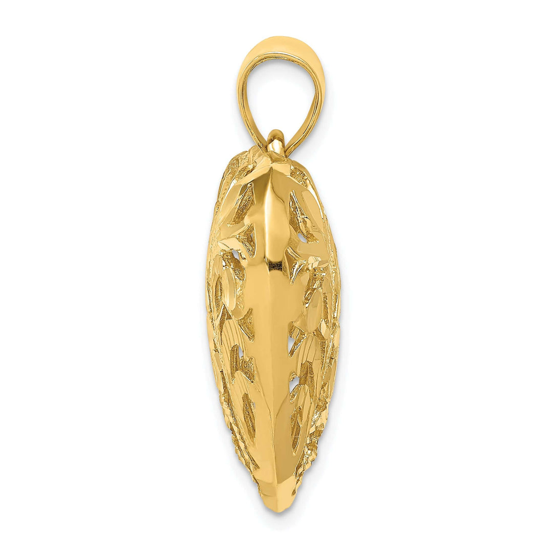 Lovely Rita's Pendants & Charms 14k Yellow Gold Polished D.C Filigree 3-D Puffed Heart Pendant