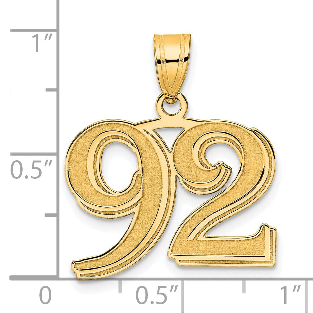 Lovely Rita's Pendants & Charms 14k Yellow Gold Polished Etched Number 92 Pendant