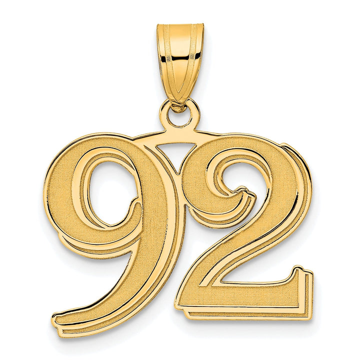 Lovely Rita's Pendants & Charms 14k Yellow Gold Polished Etched Number 92 Pendant