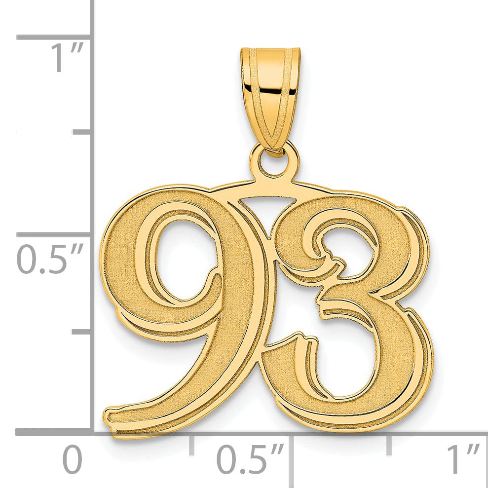Lovely Rita's Pendants & Charms 14k Yellow Gold Polished Etched Number 93 Pendant