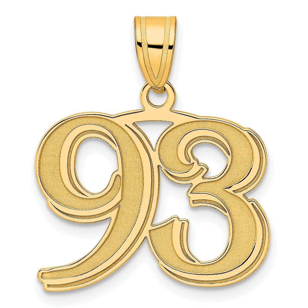 Lovely Rita's Pendants & Charms 14k Yellow Gold Polished Etched Number 93 Pendant