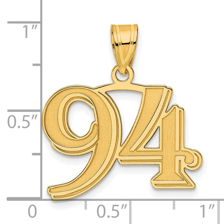 Lovely Rita's Pendants & Charms 14k Yellow Gold Polished Etched Number 94 Pendant