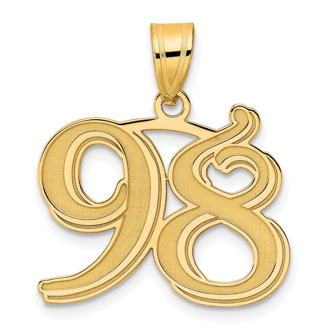 Lovely Rita's Pendants & Charms 14k Yellow Gold Polished Etched Number 98 Pendant