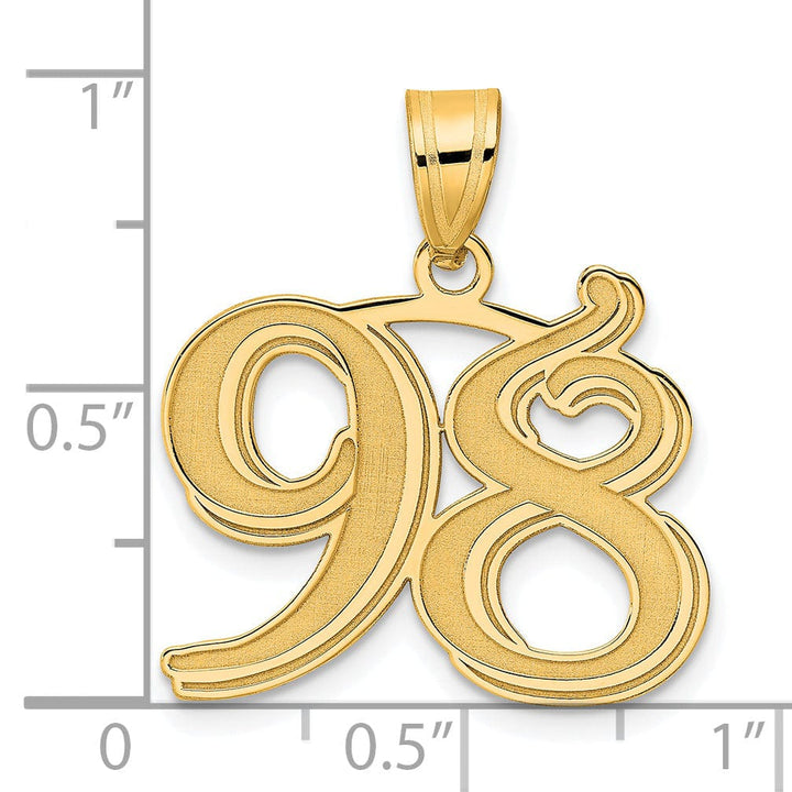 Lovely Rita's Pendants & Charms 14k Yellow Gold Polished Etched Number 98 Pendant