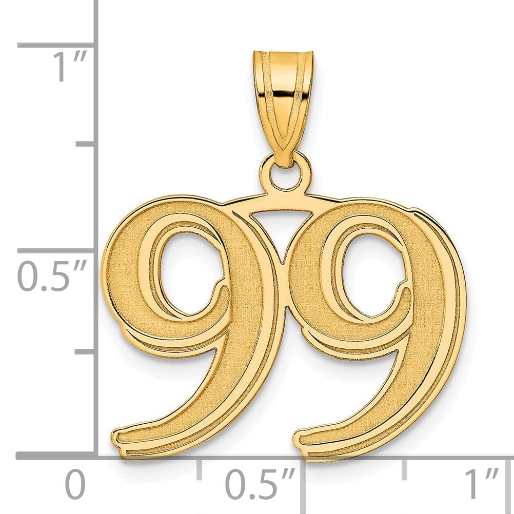 Lovely Rita's Pendants & Charms 14k Yellow Gold Polished Etched Number 99 Pendant
