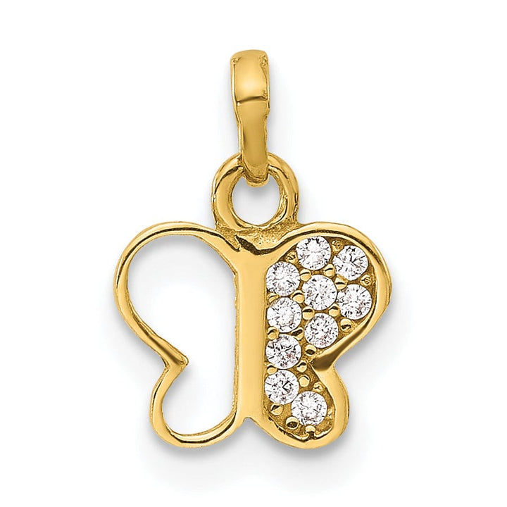 Lovely Rita's Pendants & Charms 14K Yellow Gold Polished Finish C.Z Butterfly Charm Pendant