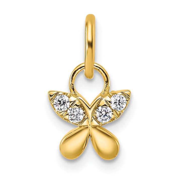 Lovely Rita's Pendants & Charms 14K Yellow Gold Polished Finish Diamond Butterfly Charm