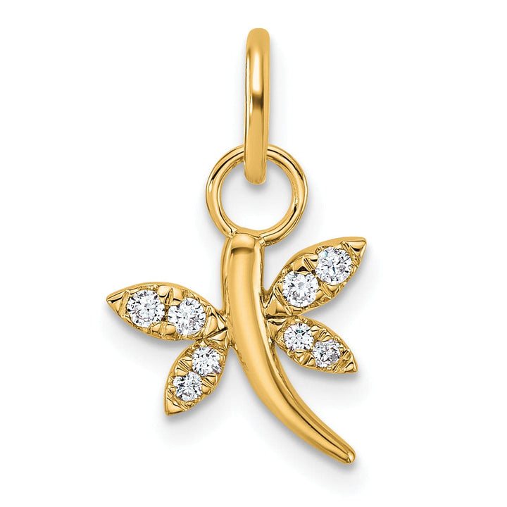 Lovely Rita's Pendants & Charms 14K Yellow Gold Polished Finish Diamond Dragonfly Charm Pendant