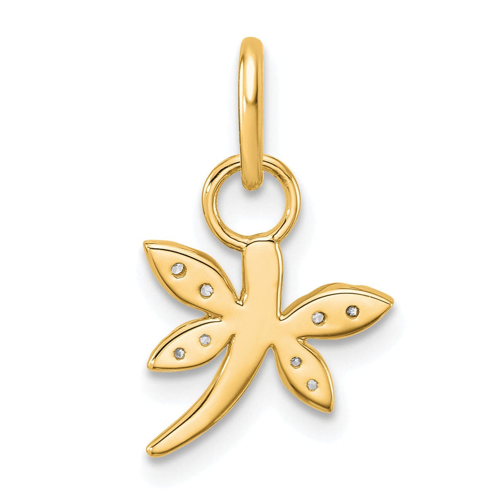 Lovely Rita's Pendants & Charms 14K Yellow Gold Polished Finish Diamond Dragonfly Charm Pendant