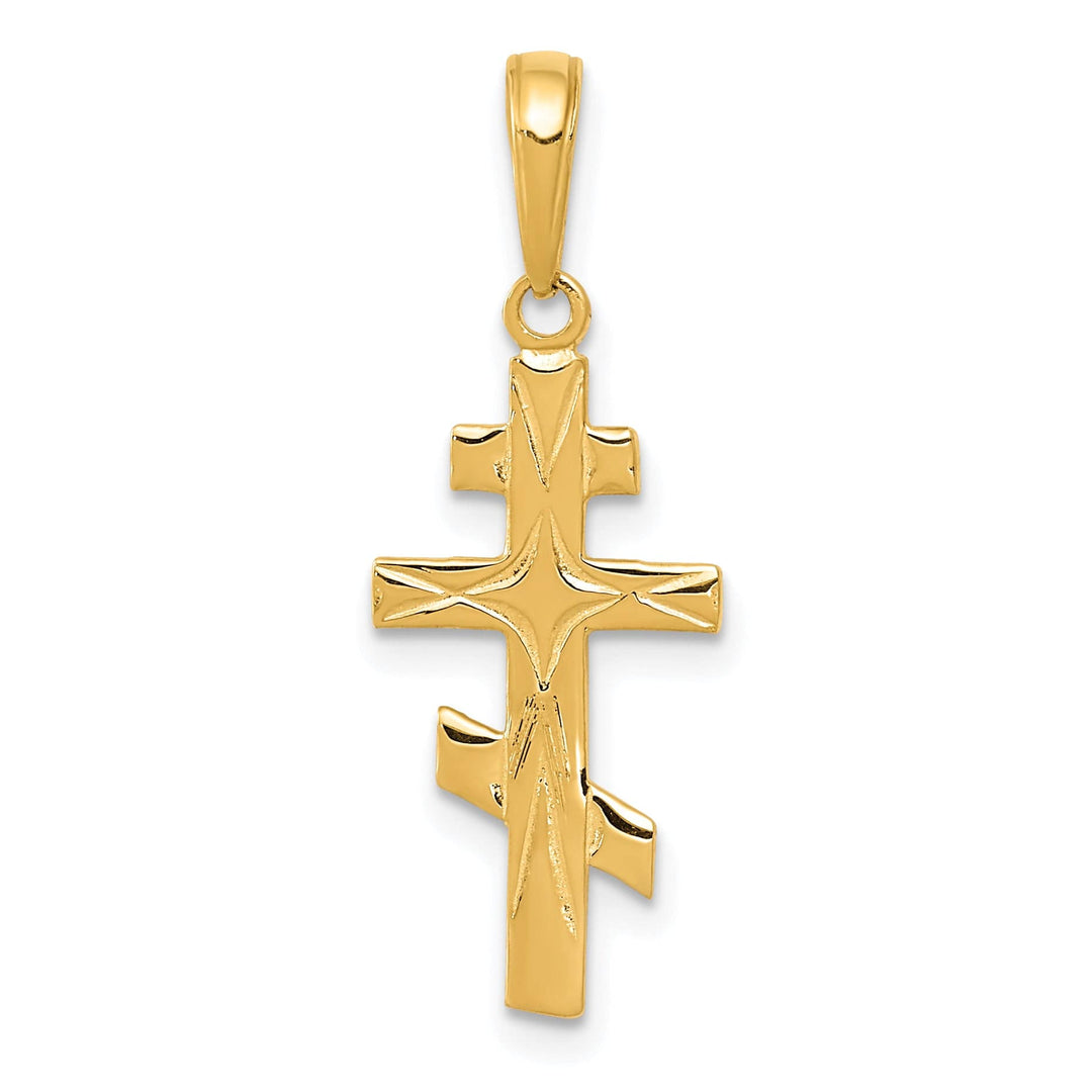Lovely Rita's Pendants & Charms 14k Yellow Gold Polished Finish Eastern Orthodox Cross Pendant