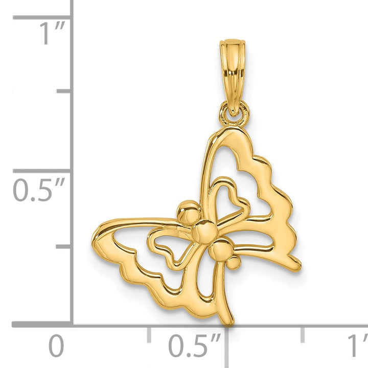Lovely Rita's Pendants & Charms 14K Yellow Gold Polished Finish Fancy Butterfly Charm