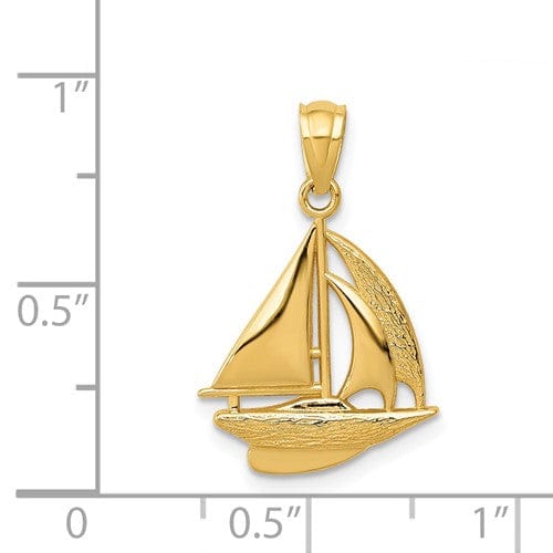 Lovely Rita's Pendants & Charms 14k Yellow Gold Polished Finish Sailboat Pendant