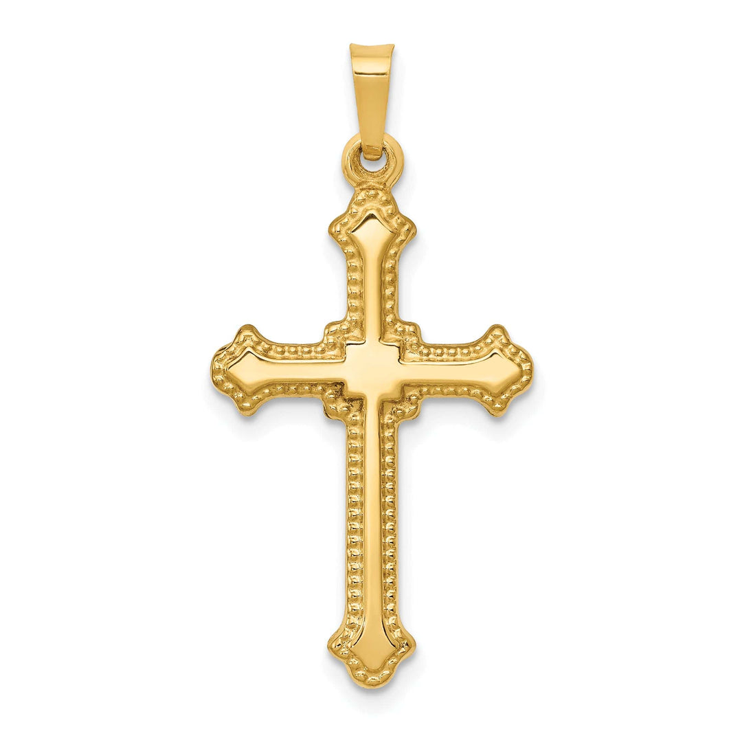 Lovely Rita's Pendants & Charms 14k Yellow Gold Polished Fleur de Lis Cross Pendant