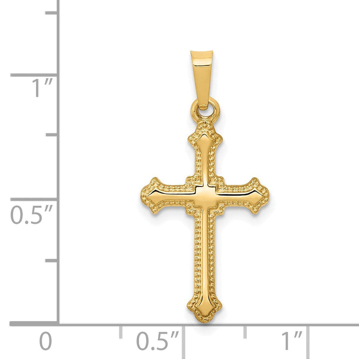 Lovely Rita's Pendants & Charms 14k Yellow Gold Polished Fleur de Lis Cross Pendant
