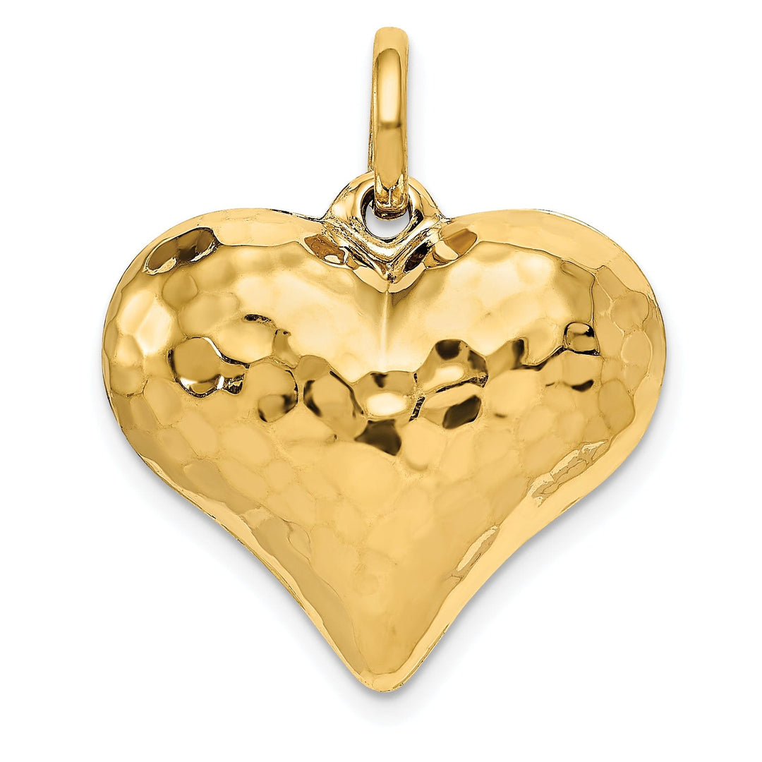 Lovely Rita's Pendants & Charms 14k Yellow Gold Polished Hammered 3-D Puffed Heart Pendant