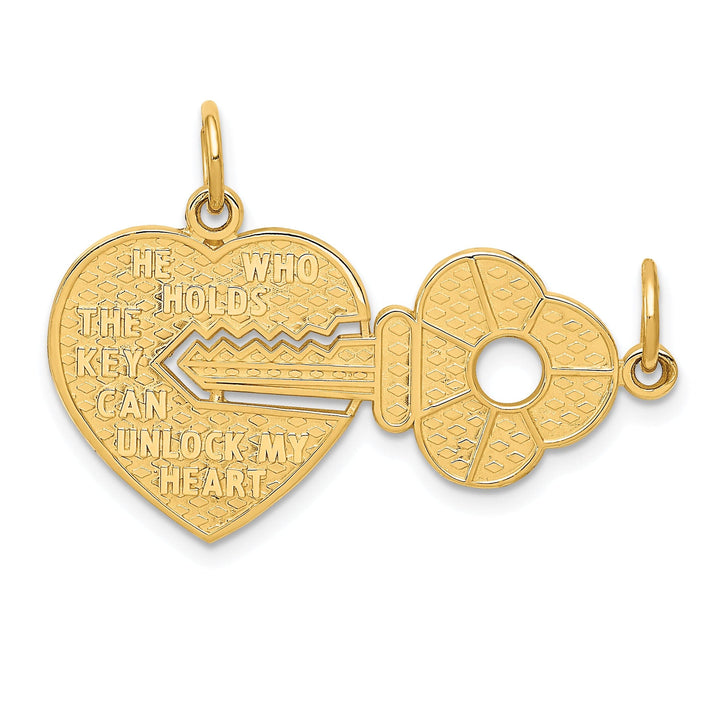 Lovely Rita's Pendants & Charms 14k Yellow Gold Polished 'He Who Holds the Key' Break-Apart Charm Set 2 Pieces