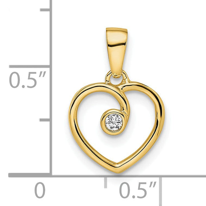 Lovely Rita's Pendants & Charms 14k Yellow Gold Polished Heart Diamond Pendant