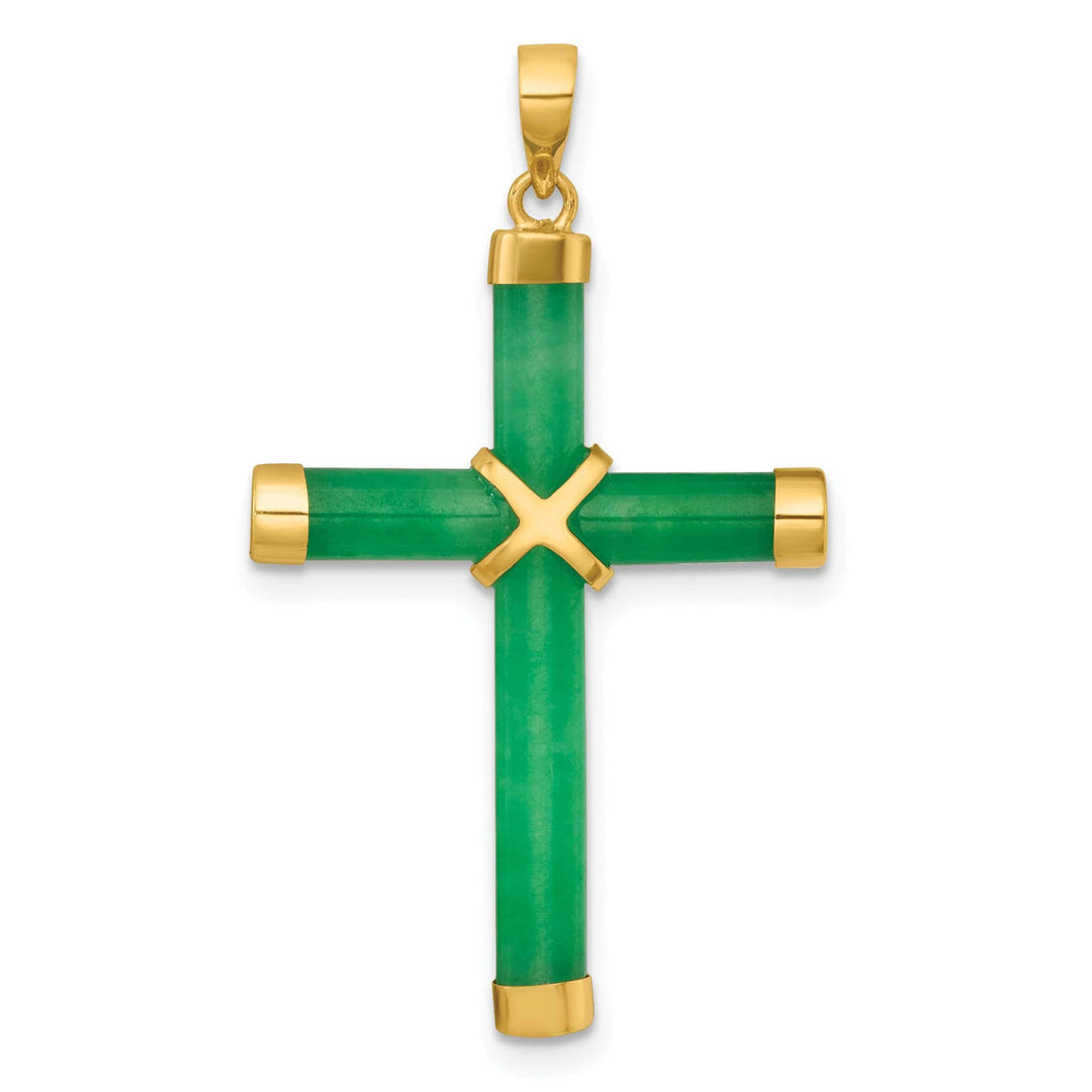 Lovely Rita's Pendants & Charms 14K Yellow Gold Polished Jade -X- Cross Pendant