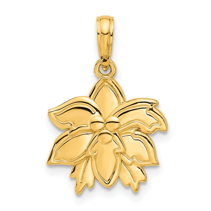 Lovely Rita's Pendants & Charms 14k Yellow Gold Polished Poinsettia Floral Design Pendant