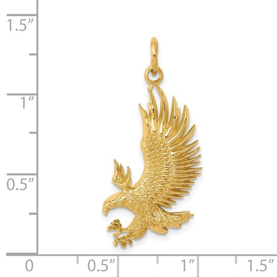 Lovely Rita's Pendants & Charms 14k Yellow Gold Polished Texture Finish Bald Eagle Mens Charm Pendant