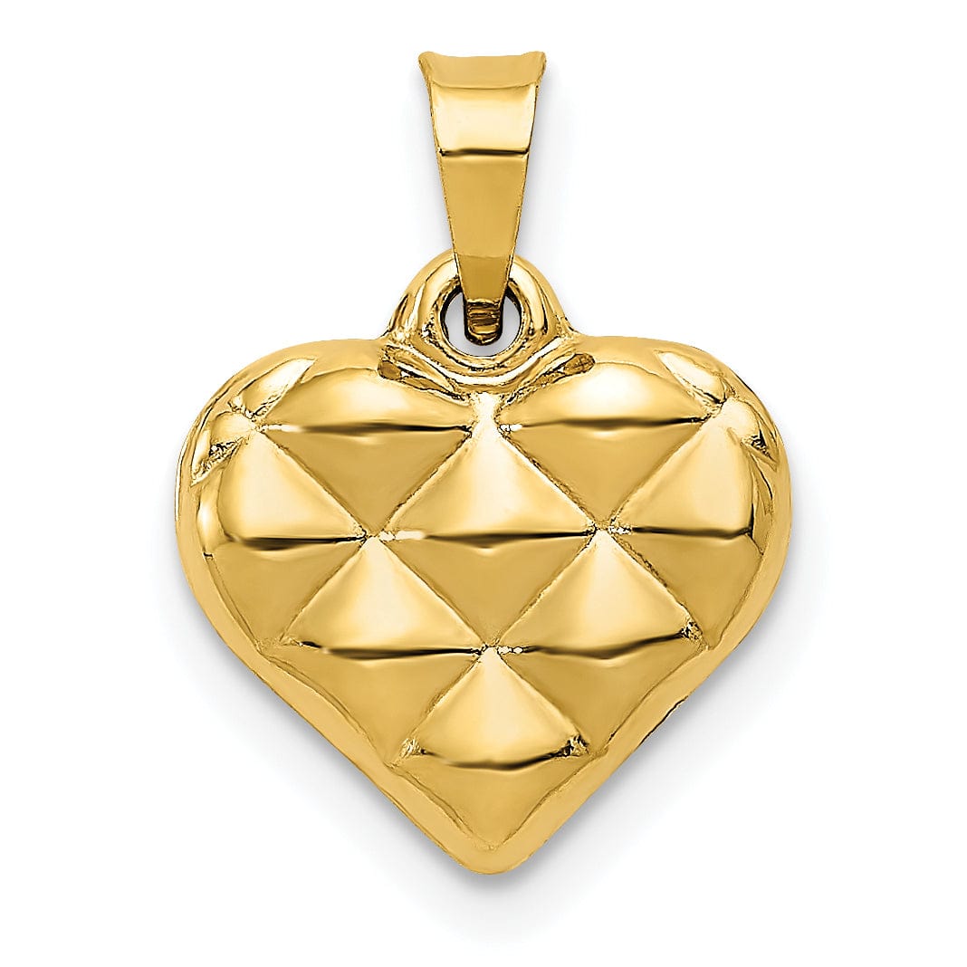 Lovely Rita's Pendants & Charms 14k Yellow Gold Polished Textured 3-D Heart Pendant