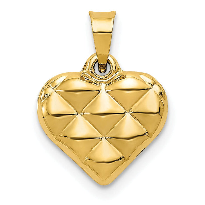 Lovely Rita's Pendants & Charms 14k Yellow Gold Polished Textured 3-D Heart Pendant