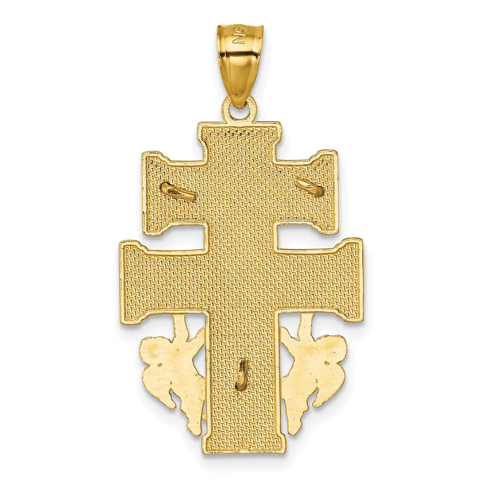 Lovely Rita's Pendants & Charms 14K Yellow Gold Polished Textured Cara Vaca Crucifix Pendant