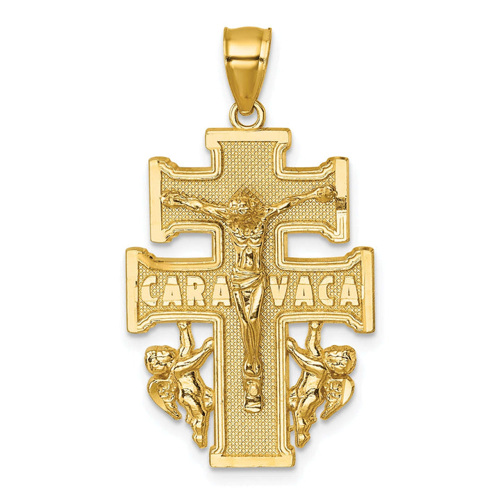 Lovely Rita's Pendants & Charms 14K Yellow Gold Polished Textured Cara Vaca Crucifix Pendant