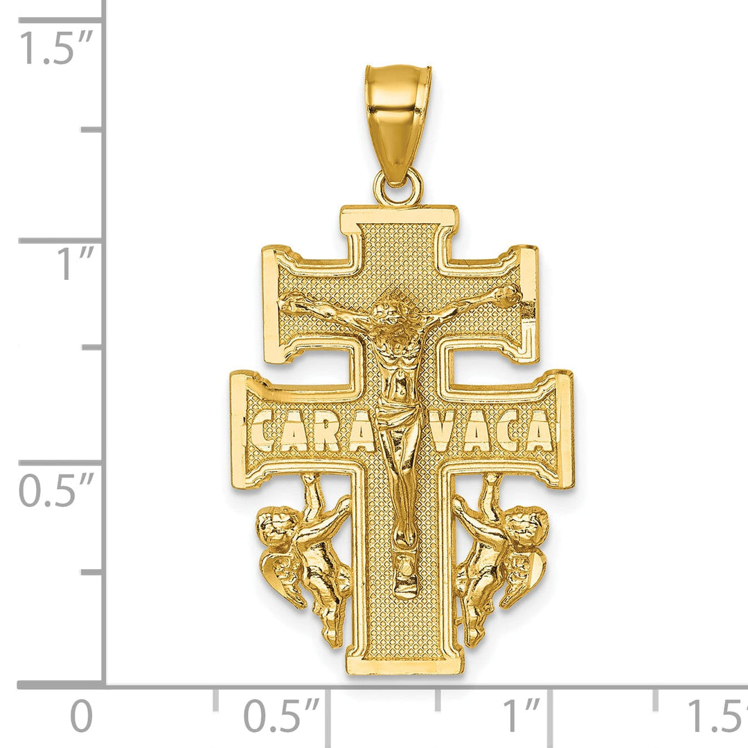 Lovely Rita's Pendants & Charms 14K Yellow Gold Polished Textured Cara Vaca Crucifix Pendant