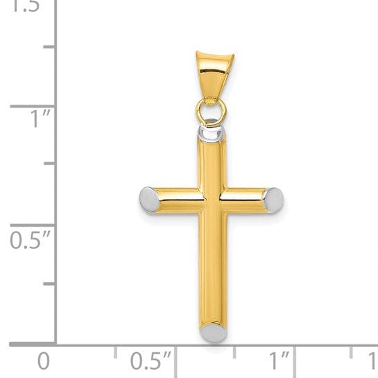 Lovely Rita's Pendants & Charms 14k Yellow Gold Rhodium 3-D Hollow Cross Pendant