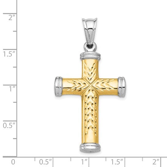 Lovely Rita's Pendants & Charms 14k Yellow Gold Rhodium Reversible Cross Pendant
