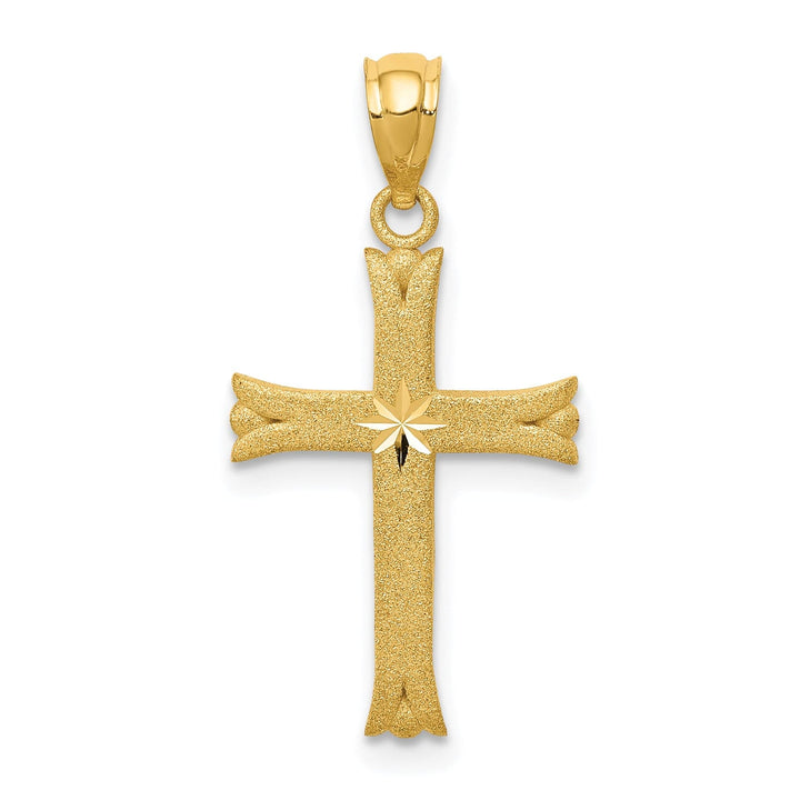 Lovely Rita's Pendants & Charms 14k Yellow Gold Satin D.C Finish Fluer De Lis Cross