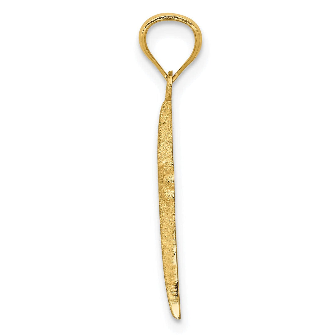 Lovely Rita's Pendants & Charms 14k Yellow Gold Satin D.C Finish Fluer De Lis Cross