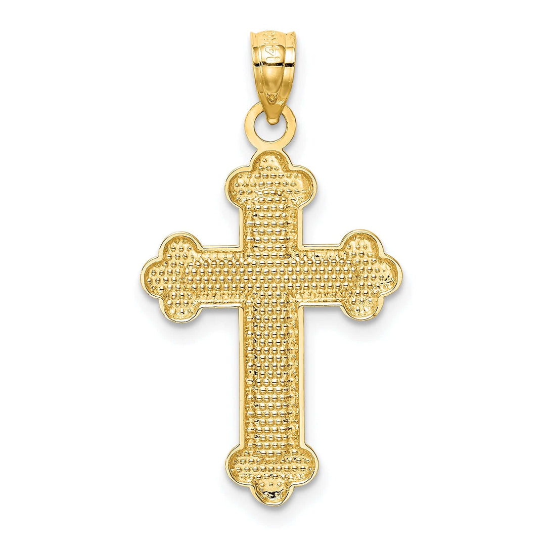 Lovely Rita's Pendants & Charms 14k Yellow Gold Satin Finish Budded Cross Pendant