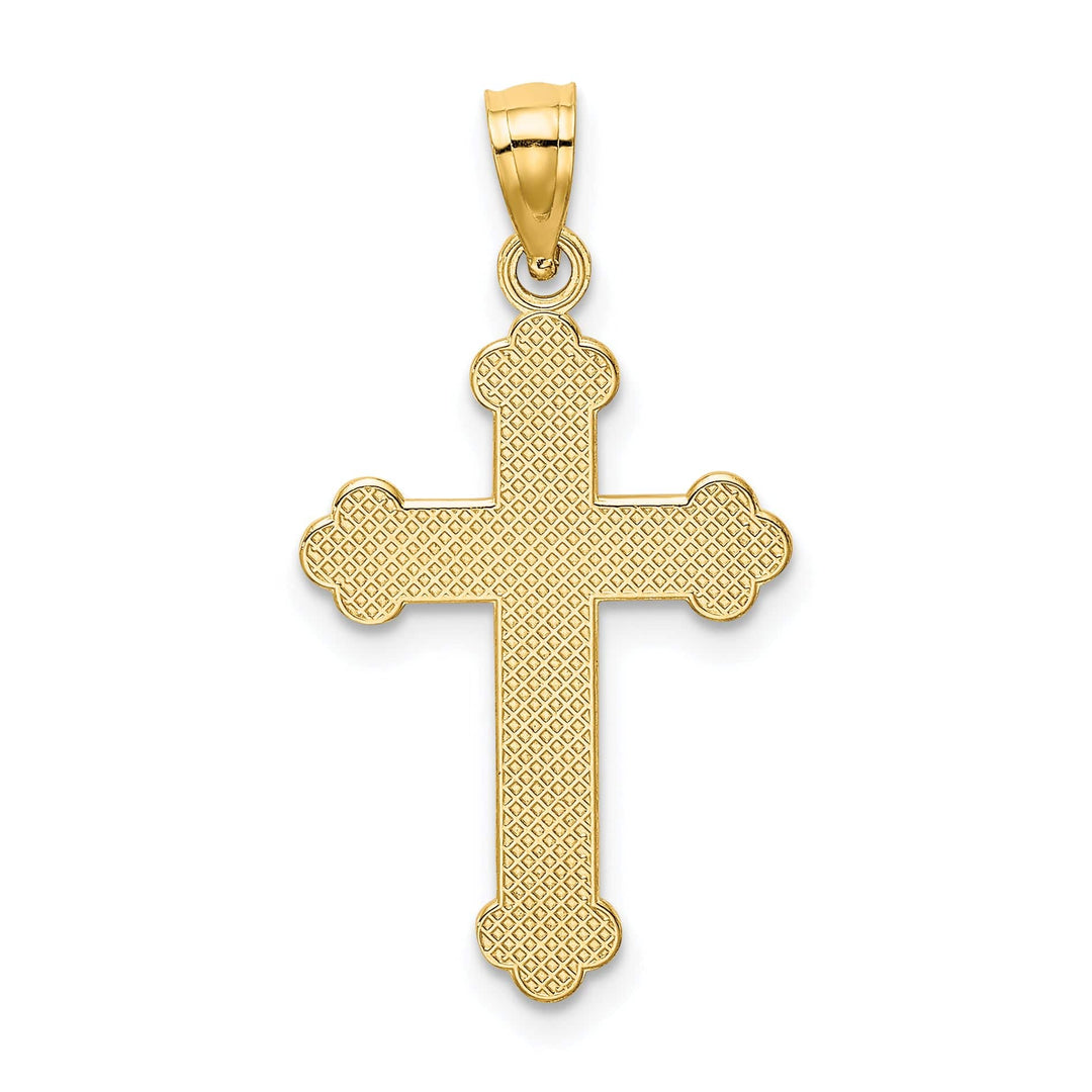 Lovely Rita's Pendants & Charms 14k Yellow Gold Satin Finish FAITH Budded Cross Pendant