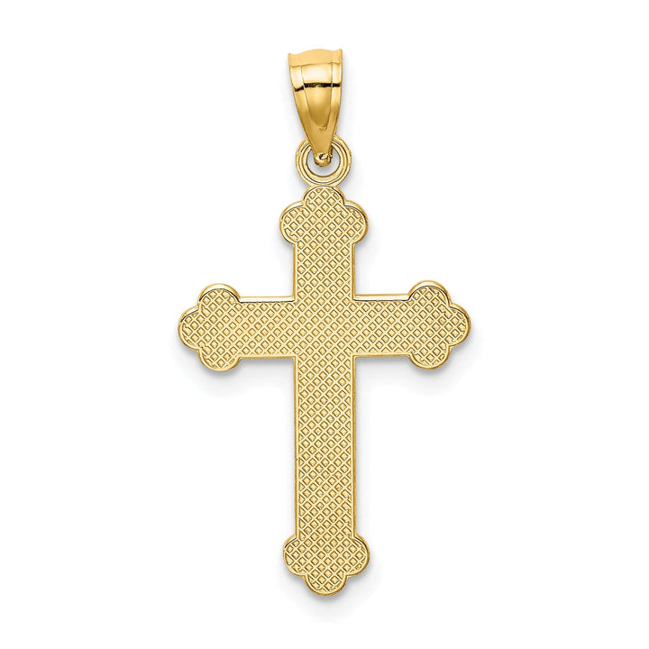 Lovely Rita's Pendants & Charms 14k Yellow Gold Satin Finish FAITH Budded Cross Pendant